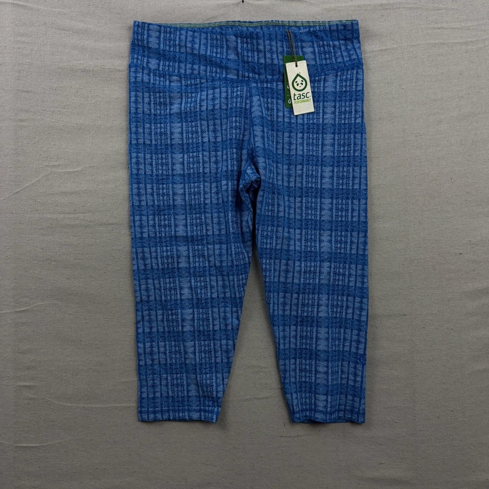 Tasc Performance Nola Crop Leggings Womens XL Blue Geometric Print Bamboo Cotton